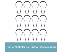 Black Beaded Roller Shower Curtain Double Hooks, 12-Pack -Home Store 810587937 4