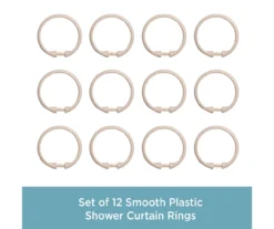 Cream Smooth Shower Curtain Double Hooks, 12-Pack -Home Store 810587939 4