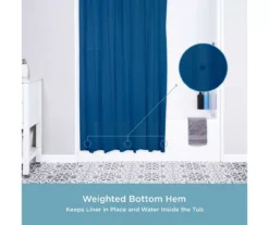 Blue 13-Piece Lightweight PEVA Shower Liner & C-Ring Set -Home Store 810587951 5