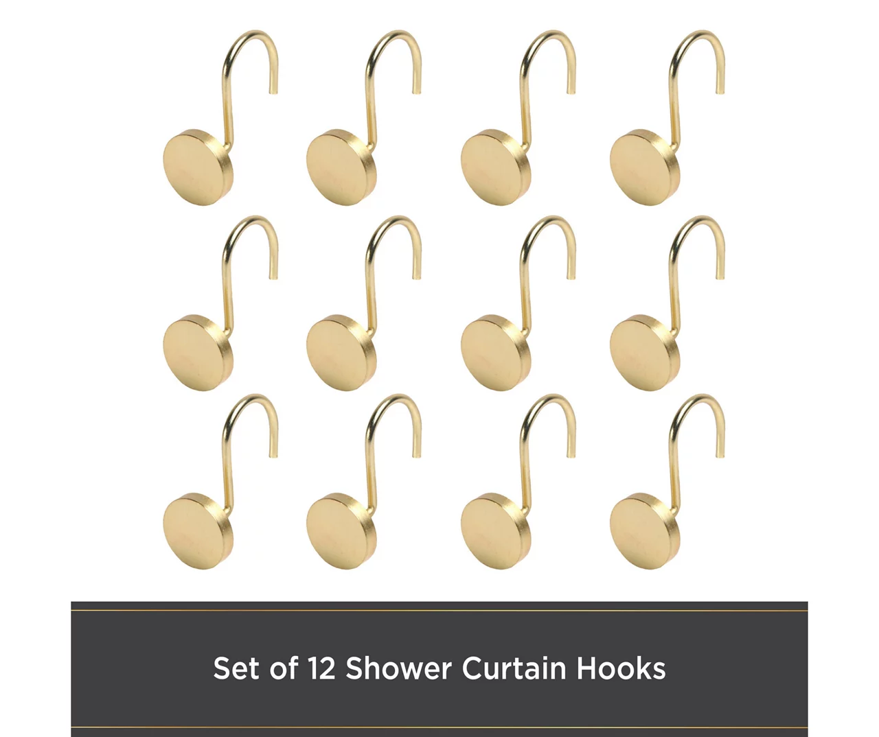 Resort Portfolio Maldives Modern Brass Steel Shower Curtain Hooks, 12-Pack 6 Resort Portfolio Maldives Modern Brass Steel Shower Curtain Hooks, 12-Pack - Image 4