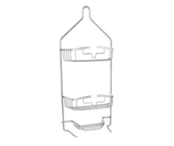 Matte Gray Aluminum 3-Tier Heavy-Duty Hanging Shower Caddy