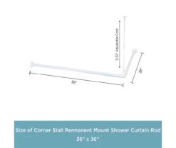 White 36" X 36" L-Shape Permanent Shower Curtain Rod -Home Store 810588006 3
