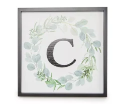 White, Green & Black Wreath Initial Framed Wall Plaque -Home Store 810588445 A0
