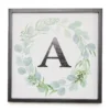 White, Green & Black Wreath Initial Framed Wall Plaque -Home Store 810588446 A0