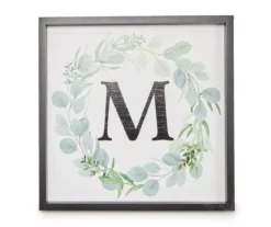 White, Green & Black Wreath Initial Framed Wall Plaque -Home Store 810588447 A0