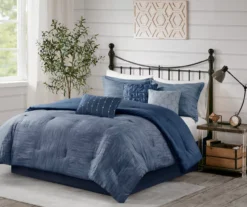 Kelan Navy Streak Patchwork Seersucker Queen 7-Piece Comforter Set 19 Kelan Navy Streak Patchwork Seersucker Queen 7-Piece Comforter Set -Home Store 810590761 810590862 810590861 3