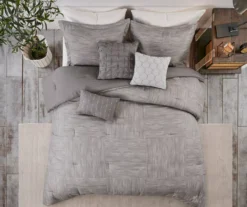 Kelan Gray Streak Patchwork Seersucker King 7-Piece Comforter Set -Home Store 810590769 810590768 810590767 3