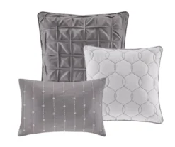 Kelan Gray Streak Patchwork Seersucker King 7-Piece Comforter Set -Home Store 810590769 810590768 810590767 5