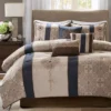 Perry Navy & Brown Medallion Jacquard King 7-Piece Comforter Set