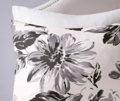 Hannah White & Black Floral Full/Queen 5-Piece Comforter Set -Home Store 810590812 810590811 810590810 12
