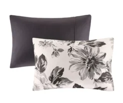 Hannah White & Black Floral Full/Queen 5-Piece Comforter Set -Home Store 810590812 810590811 810590810 4