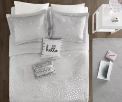 Nova Gray & Silver Metallic Triangle Full/Queen 5-Piece Comforter Set -Home Store 810590824 810590823 810590818 3