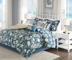 Bedford Blue & White Coastal Cotton Sateen Comforter Set -Home Store 810590834 810590833 810590832 2