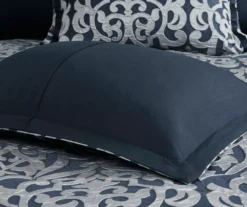 Eliot Navy & White Damask Jacquard King 8-Piece Comforter Set -Home Store 810590837 810590836 810590835 10