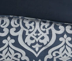 Eliot Navy & White Damask Jacquard King 8-Piece Comforter Set -Home Store 810590837 810590836 810590835 12