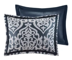 Eliot Navy & White Damask Jacquard King 8-Piece Comforter Set -Home Store 810590837 810590836 810590835 3