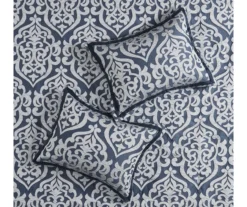 Eliot Navy & White Damask Jacquard King 8-Piece Comforter Set -Home Store 810590837 810590836 810590835 6