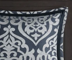 Eliot Navy & White Damask Jacquard King 8-Piece Comforter Set -Home Store 810590837 810590836 810590835 8