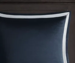 Eliot Navy & White Damask Jacquard King 8-Piece Comforter Set -Home Store 810590837 810590836 810590835 9