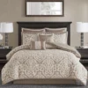 Eliot Tan & Beige Damask Jacquard King 8-Piece Comforter Set -Home Store 810590840 810590839 810590838 1