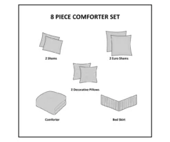 Eliot Tan & Beige Damask Jacquard King 8-Piece Comforter Set -Home Store 810590840 810590839 810590838 12