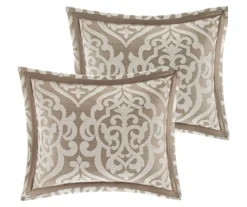 Eliot Tan & Beige Damask Jacquard King 8-Piece Comforter Set -Home Store 810590840 810590839 810590838 4