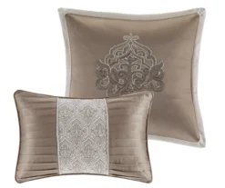 Eliot Tan & Beige Damask Jacquard King 8-Piece Comforter Set -Home Store 810590840 810590839 810590838 5