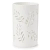 White Leaf Cutout Ceramic Hurricane 1 White Leaf Cutout Ceramic Hurricane -Home Store 810591369 A0 1