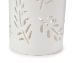 White Leaf Cutout Ceramic Hurricane 5 White Leaf Cutout Ceramic Hurricane -Home Store 810591369 A8 2