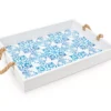 Grecian Getaway Blue & White Tile Print Decorative Tray -Home Store 810592580 A0 1