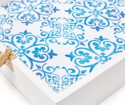 Grecian Getaway Blue & White Tile Print Decorative Tray 6 Grecian Getaway Blue & White Tile Print Decorative Tray -Home Store 810592580 A8 2
