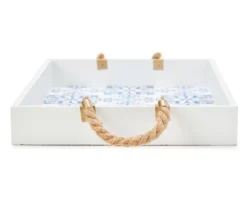 Grecian Getaway Blue & White Tile Print Decorative Tray 7 Grecian Getaway Blue & White Tile Print Decorative Tray -Home Store 810592580 A8 3