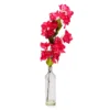 Grecian Getaway Red Artificial Bougainvillea Stem With Glass Vase -Home Store 810592588 A0
