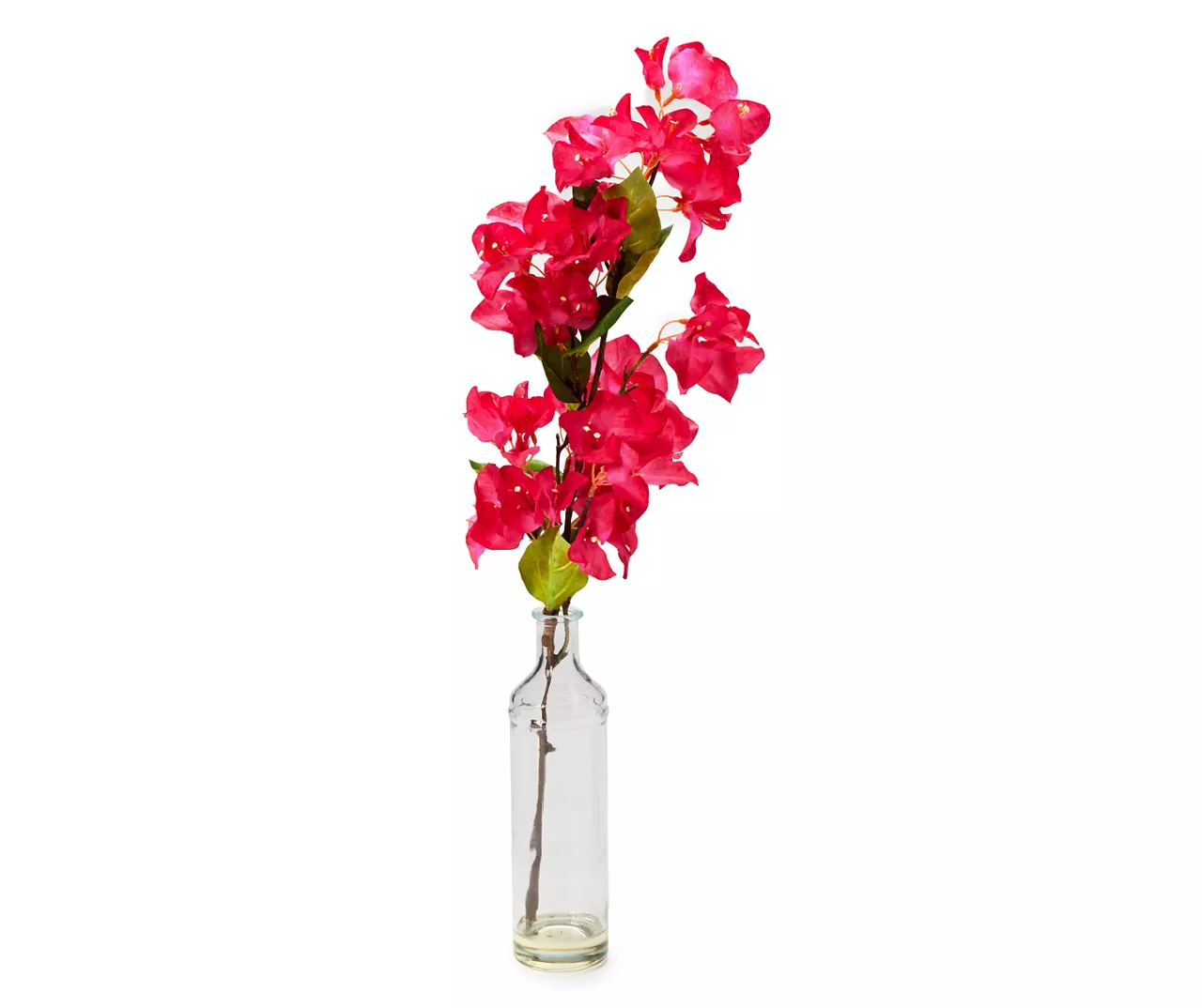 Grecian Getaway Red Artificial Bougainvillea Stem With Glass Vase 3 Grecian Getaway Red Artificial Bougainvillea Stem With Glass Vase