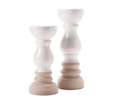 Real Living Grecian Getaway Ivory & Beige Pillar Candle Holder -Home Store 810592589 810592526 1 A8