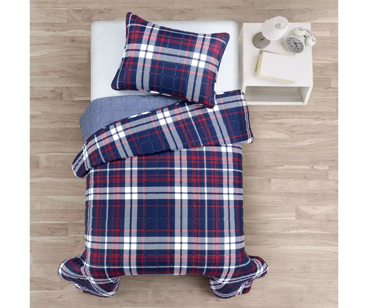 Lush Decor Grayson Farmhouse Navy & Red Plaid Reversible Quilt Set 5 Lush Decor Grayson Farmhouse Navy & Red Plaid Reversible Quilt Set - Image 3
