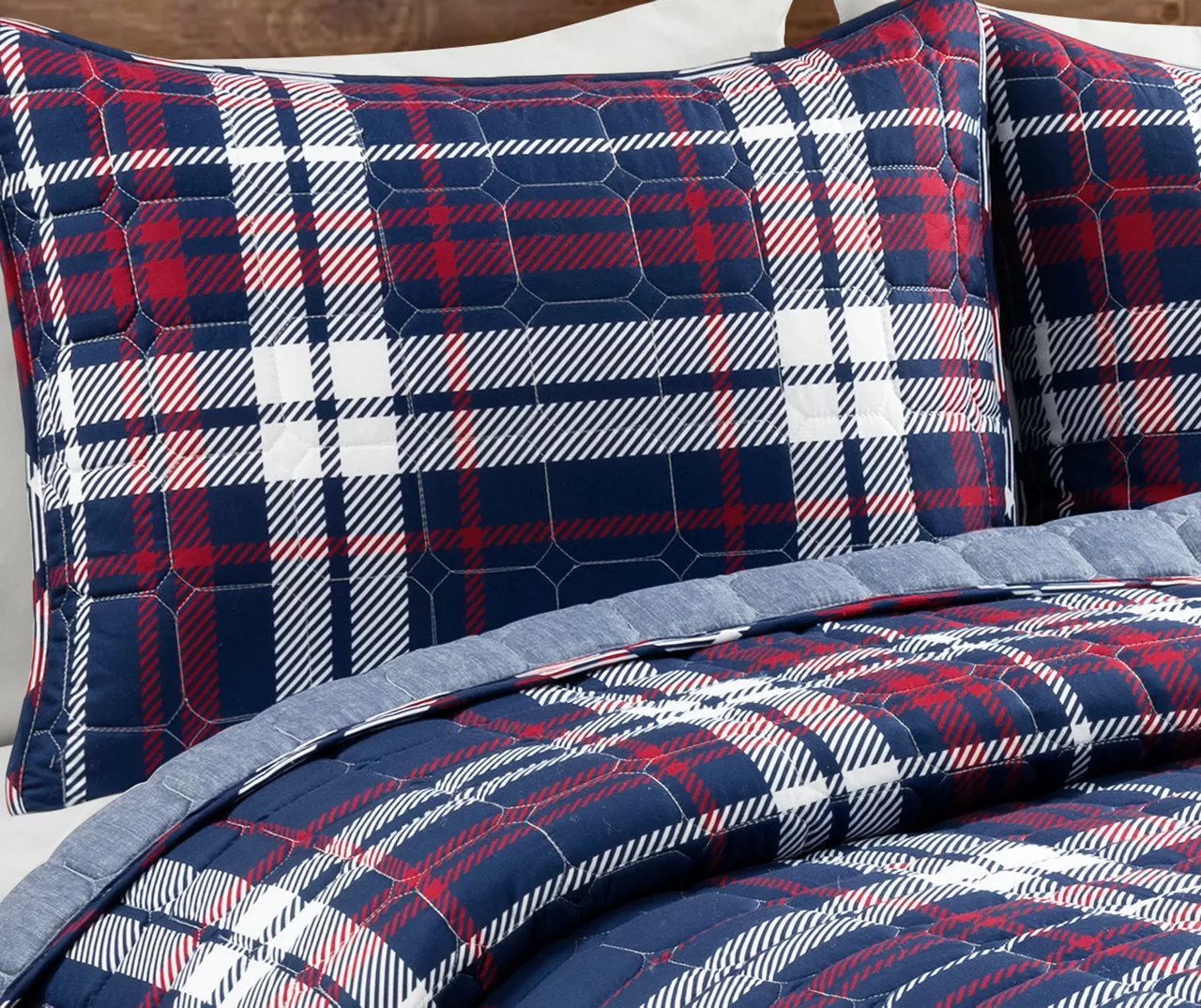 Lush Decor Grayson Farmhouse Navy & Red Plaid Reversible Quilt Set 13 Lush Decor Grayson Farmhouse Navy & Red Plaid Reversible Quilt Set - Image 11