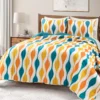 Turquoise & Orange Mid-Century Waves Full/Queen 3-Piece Quilt Set -Home Store 810595968
