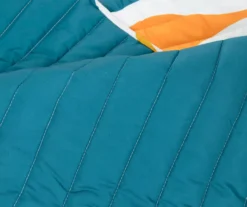 Turquoise & Orange Mid-Century Waves Full/Queen 3-Piece Quilt Set -Home Store 810595968 2