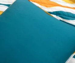 Turquoise & Orange Mid-Century Waves Full/Queen 3-Piece Quilt Set -Home Store 810595968 5