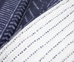 Hygge Navy & White Geometric Reversible Full/Queen 3-Piece Quilt Set -Home Store 810595990 3