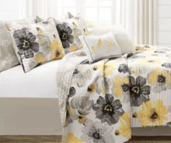 Lush Decor Leah Yellow & Gray Floral Reversible Quilt Set -Home Store 810595997 1