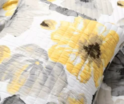 Lush Decor Leah Yellow & Gray Floral Reversible Quilt Set -Home Store 810595998 4
