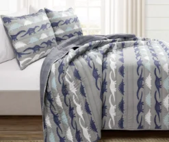Navy & Gray Dinosaur Reversible Twin 2-Piece Quilt Set -Home Store 810596002 1