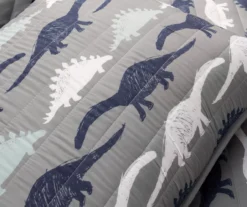 Navy & Gray Dinosaur Reversible Twin 2-Piece Quilt Set -Home Store 810596002 3