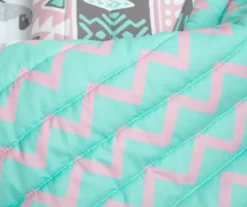 Pink & Aqua Boho Llama Reversible Twin 2-Piece Quilt Set 13 Pink & Aqua Boho Llama Reversible Twin 2-Piece Quilt Set -Home Store 810596018 3
