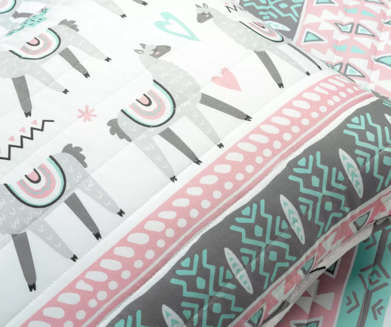 Pink & Aqua Boho Llama Reversible Twin 2-Piece Quilt Set 7 Pink & Aqua Boho Llama Reversible Twin 2-Piece Quilt Set - Image 5