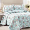Lush Decor Blue & Blush Floral Ruffle-Trim Reversible Quilt Set -Home Store 810596027