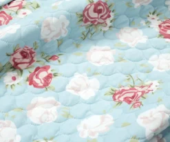 Blue & Blush Floral Ruffle-Trim Reversible Full/Queen 3-Piece Quilt Set -Home Store 810596027 2 1