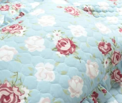 Blue & Blush Floral Ruffle-Trim Reversible Full/Queen 3-Piece Quilt Set -Home Store 810596027 4 1